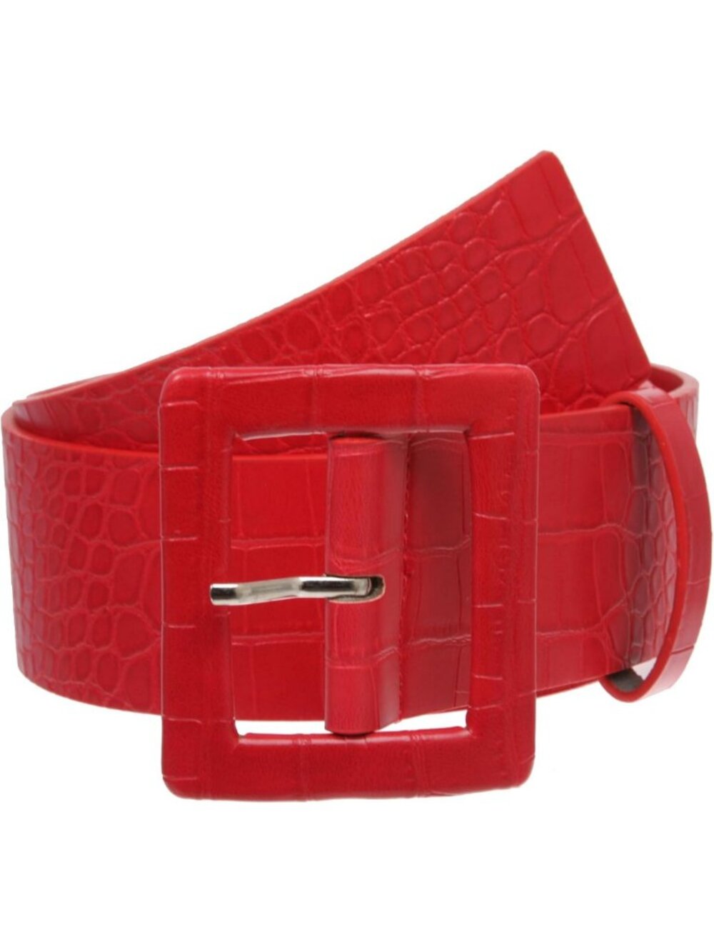 Stylish High Waist Faux Crocodile Print Patent Leather Belt - 2.25” Wide Fashion
